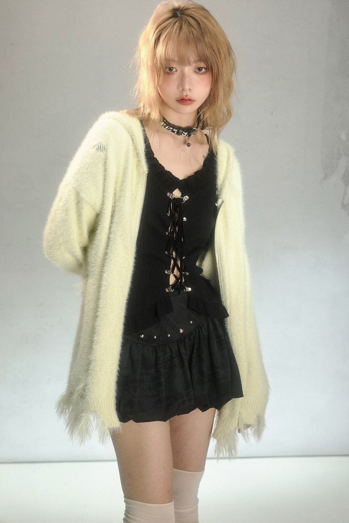 Bunny Ears Hooded Knit Cardigan