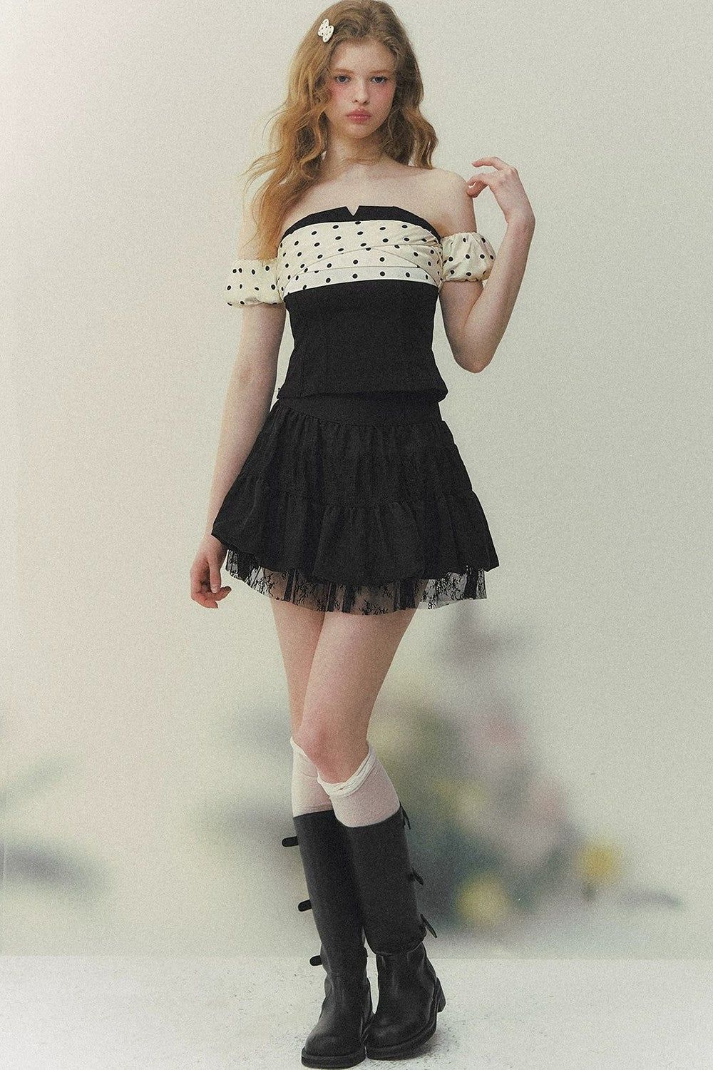 Polka Dot Off-Shoulder Top