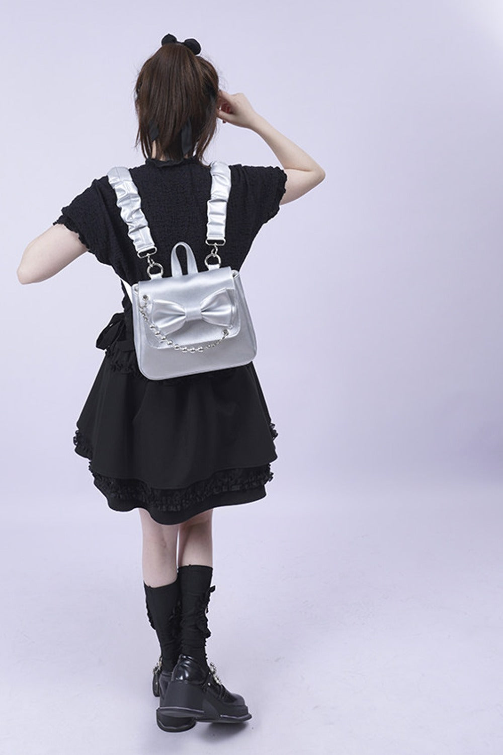 Silver Bow Crossbody Backpack