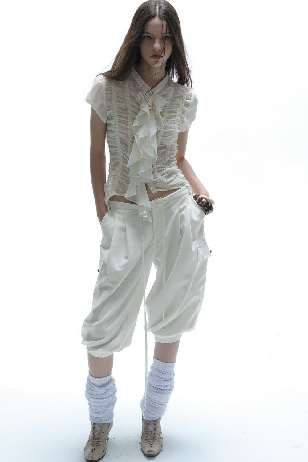 Equestrian Cargo Pleated Cuffed Pants