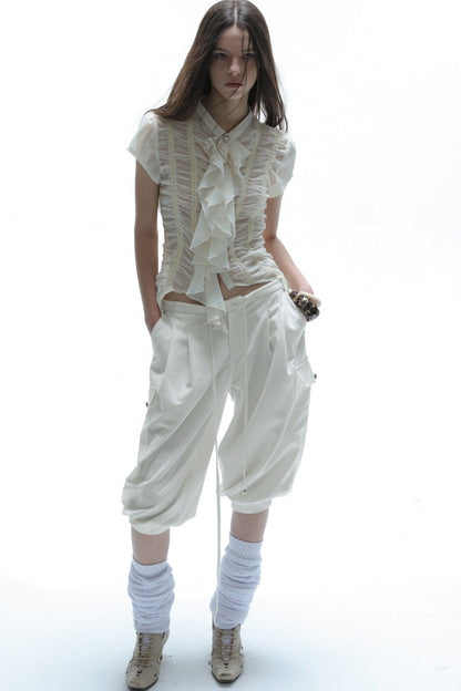 Equestrian Cargo Pleated Cuffed Pants