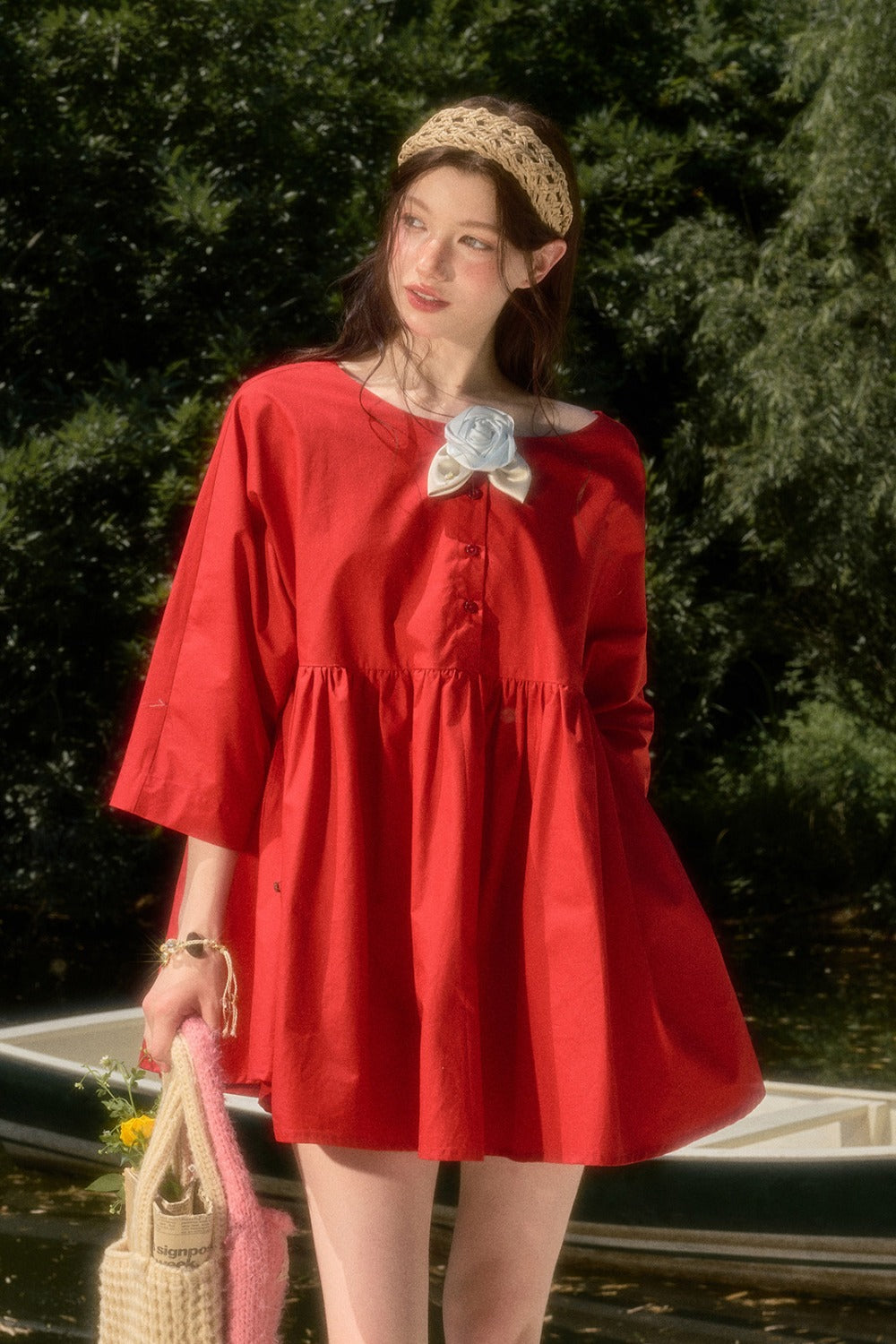Cherry Print Cotton Doll Dress Set-Up