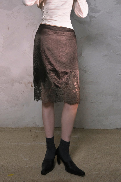 Acetate Tencel Lace Embroidery Patchwork Skirt
