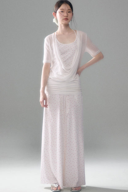Retro Polka Dot Foldable Strapless Wide Leg Trousers