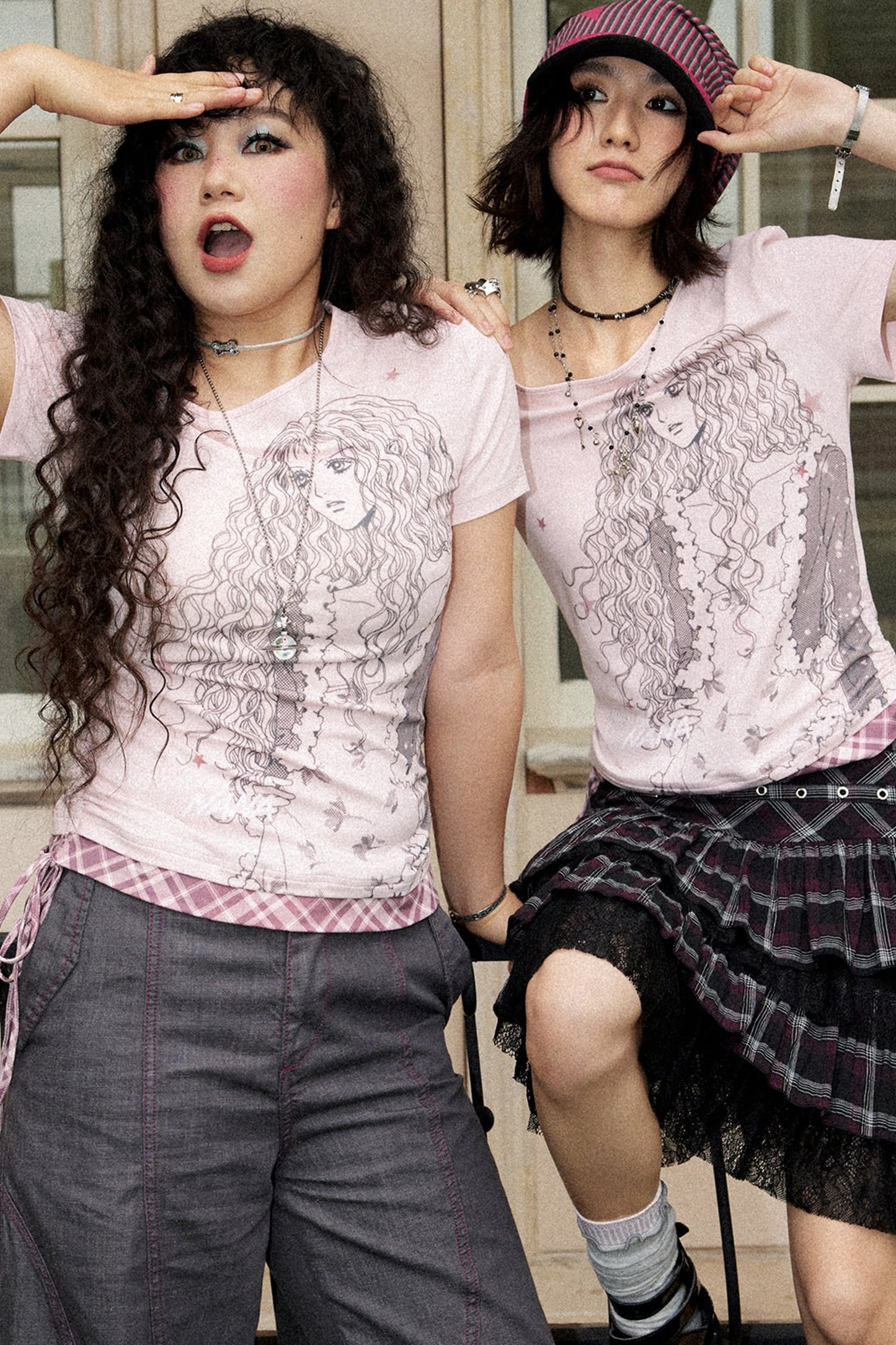 Plaid Asymmetrical Blouse