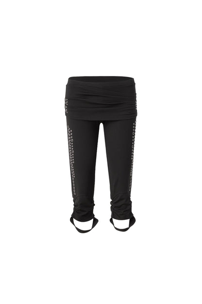 Metal Rhinestone Stretch Capri Pants