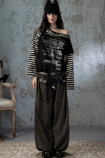 Double-Waist Belted Pants