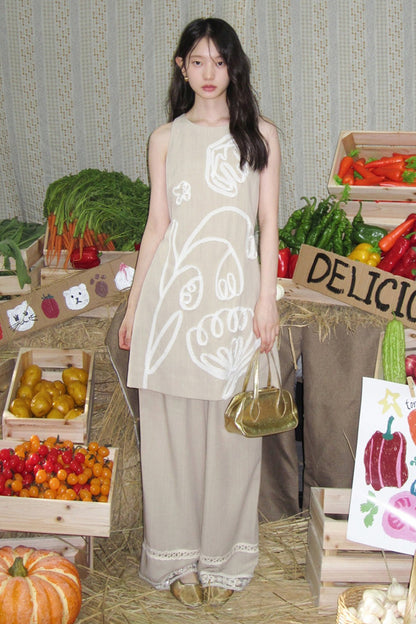 3D Floral Bird Tencel Dress