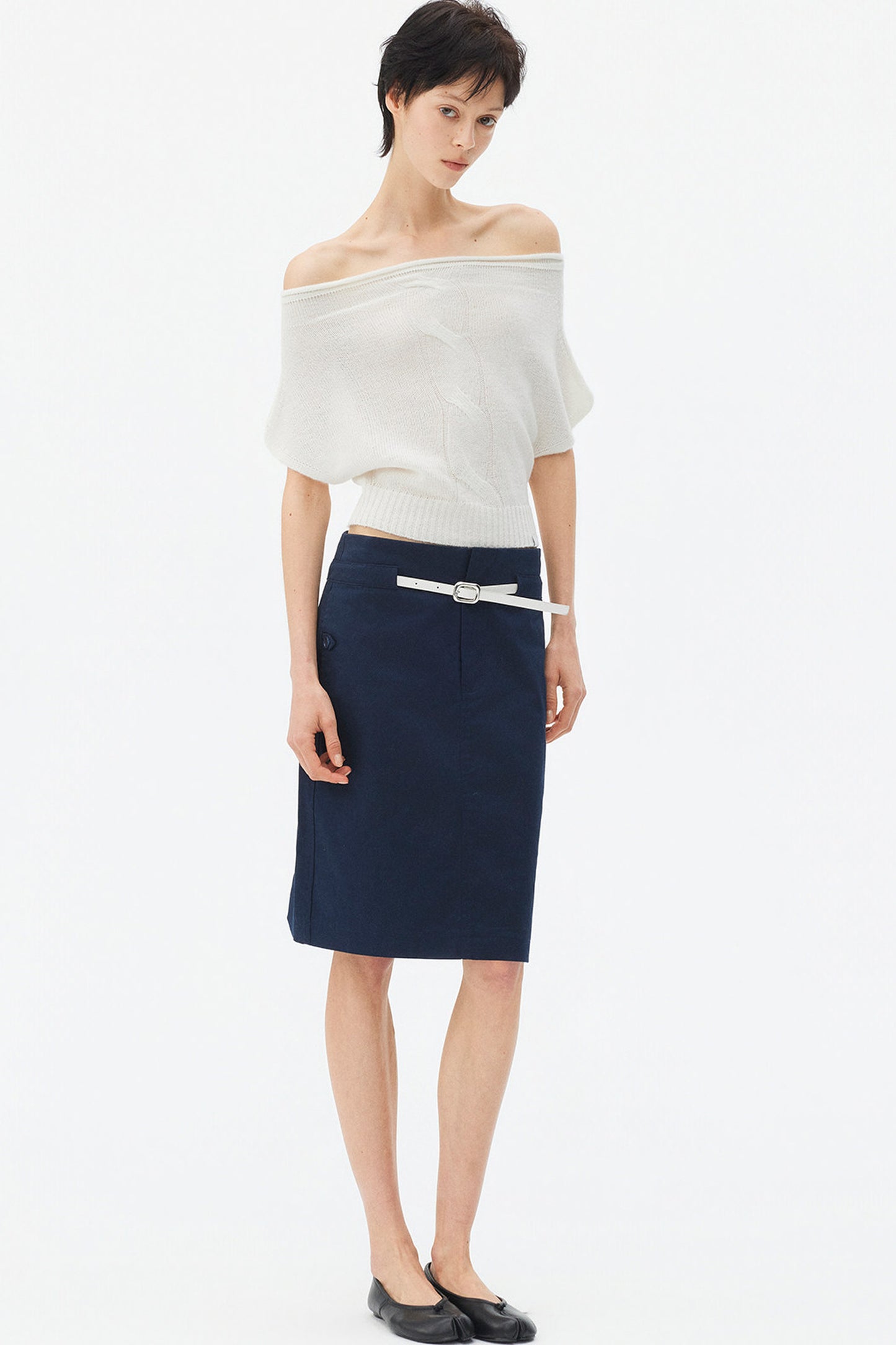 Wool Mohair Off-Shoulder Top