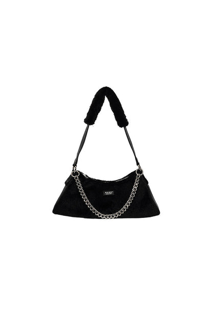 Solid Color Fur Underarm Crossbody Shoulder Bag