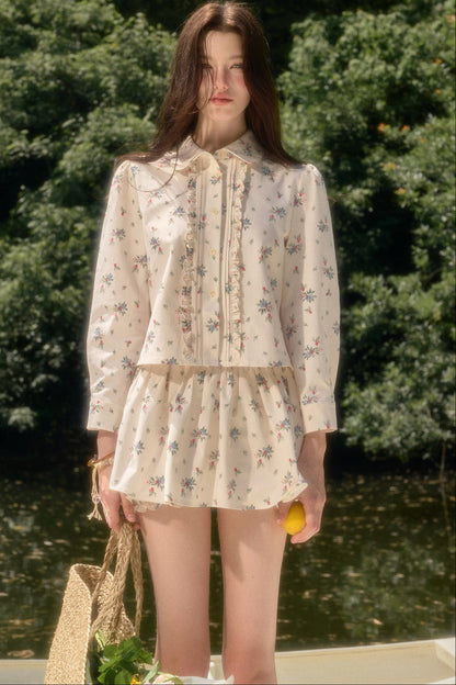 Floral Print Shirt and Culottes Set-Up