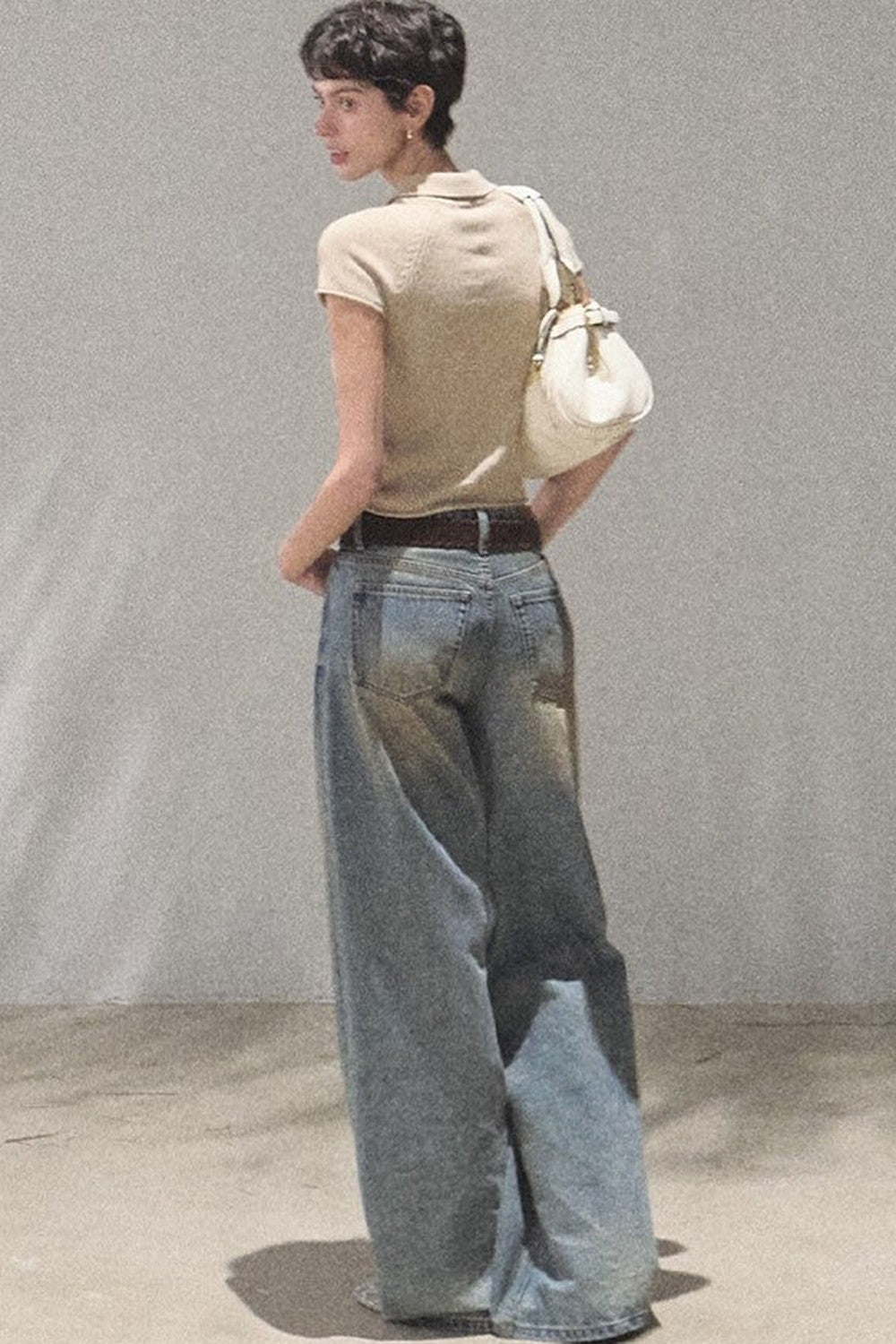 Vintage Hand-Painted Wide Leg Jeans Set