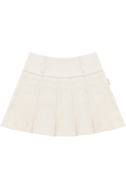 Pleated High Waist Woolen Skirt