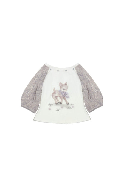 Deer Print T-Shirt and Chiffon Skirt Set-Up