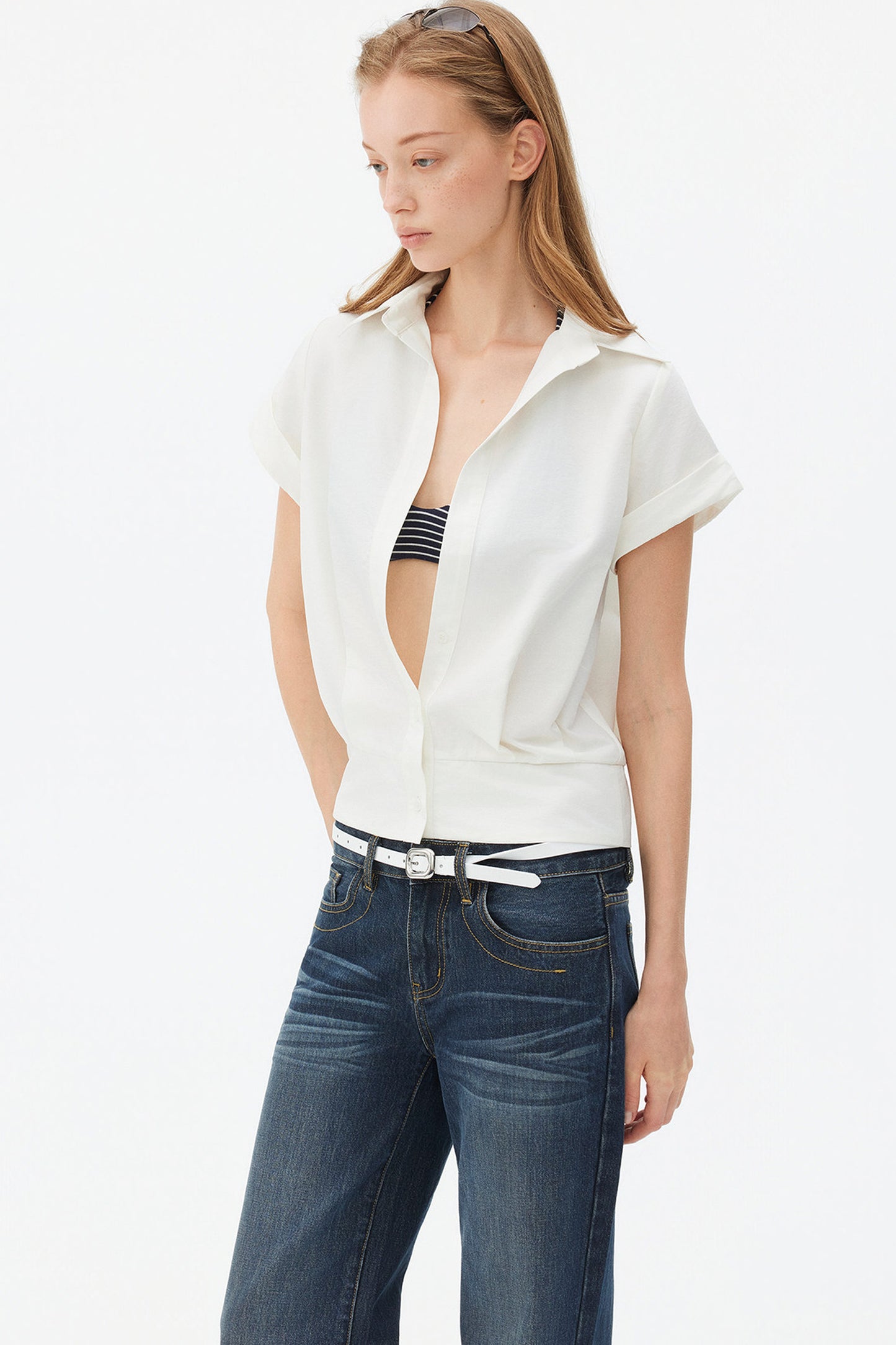 Satin-Like Lyocell Short-Sleeve Shirt