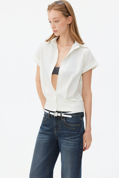 Satin-Like Lyocell Short-Sleeve Shirt