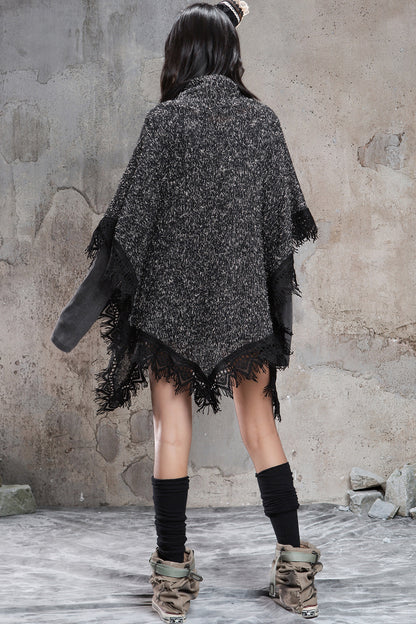 Punk Tassel Knit Cape
