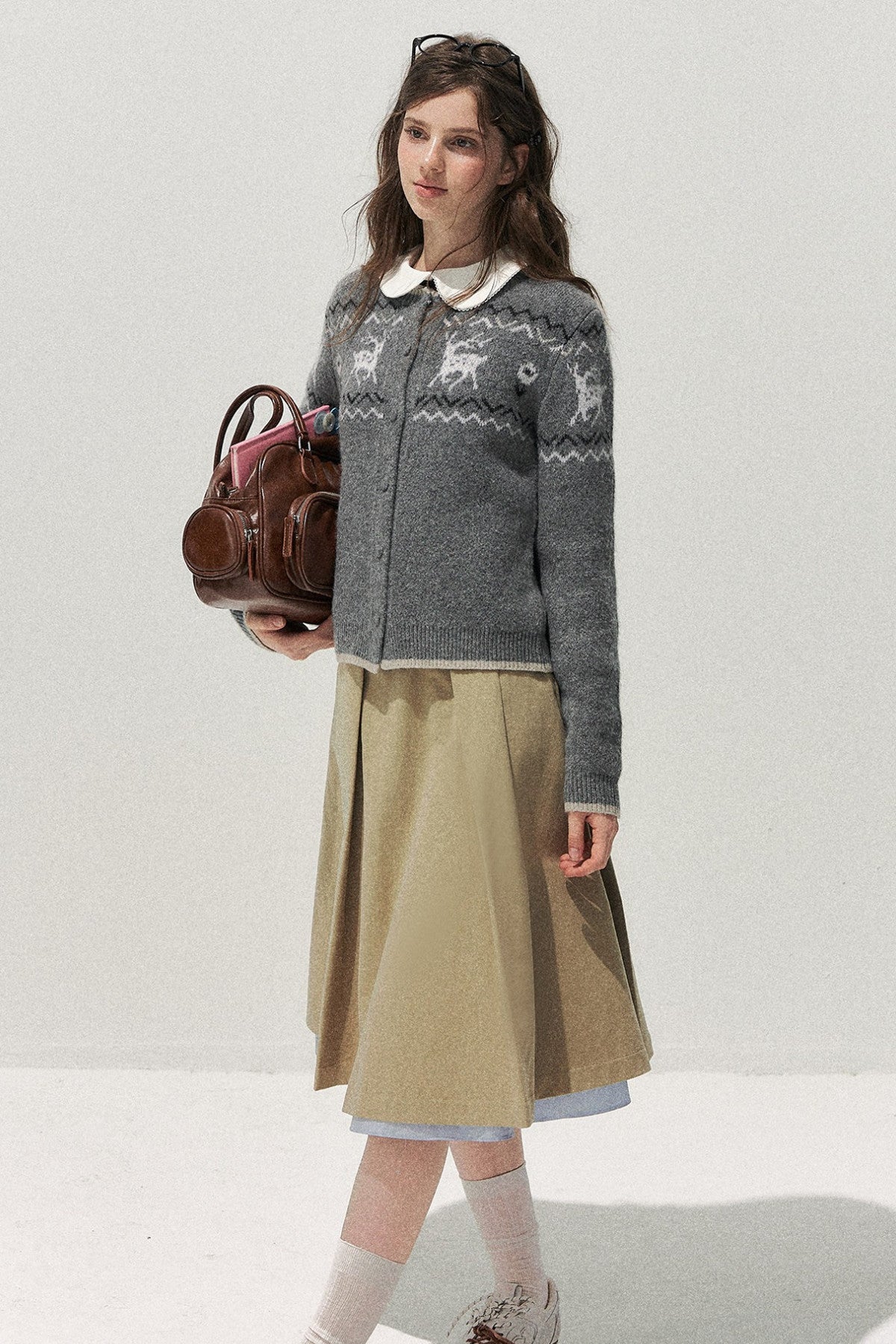 Deer Fair Isle Knit Cardigan