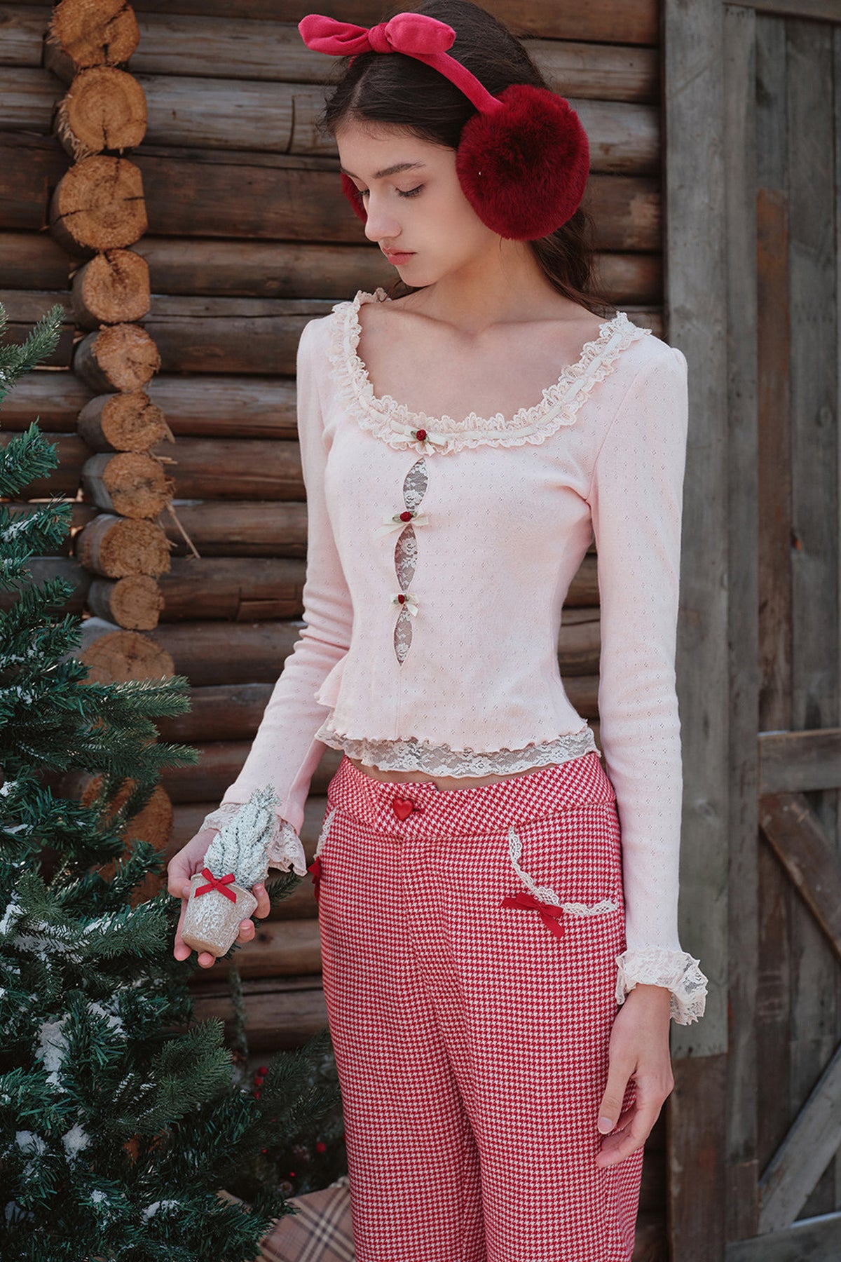 Berry Knit Top, Patchwork Skirt and Jacket Set-Up