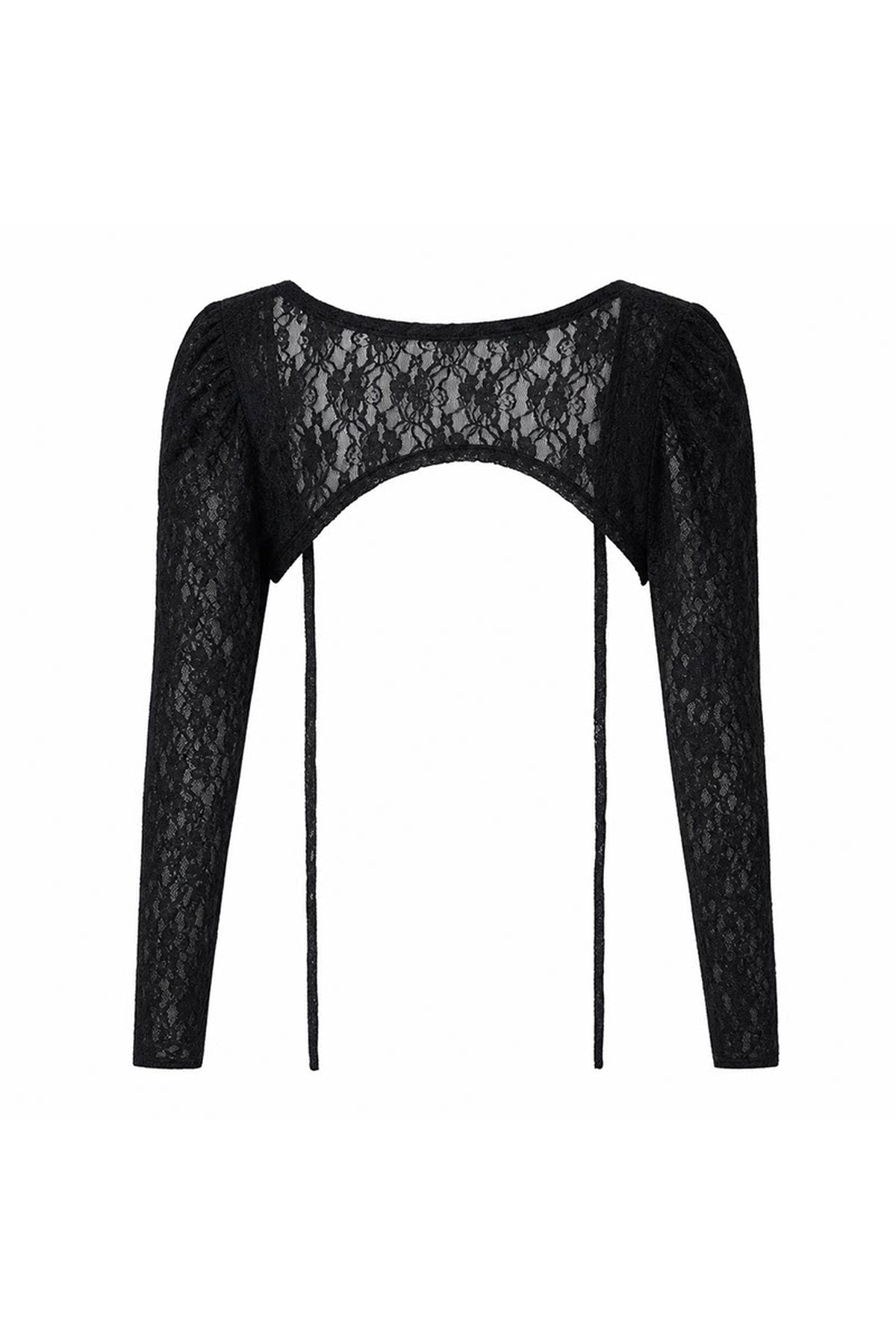 Black Lace Long-Sleeved Top Set-Up