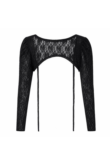 Black Lace Long-Sleeved Top Set-Up