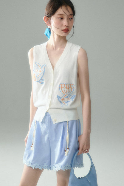 Tencel Lace Patchwork Shorts