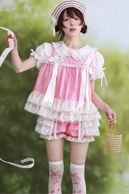 Pink Polka Dot Lolita Tutu Shorts
