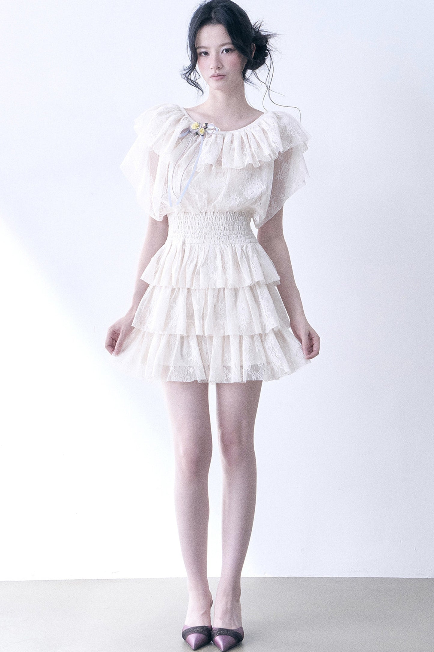 Layered Lace Ruffle Dress