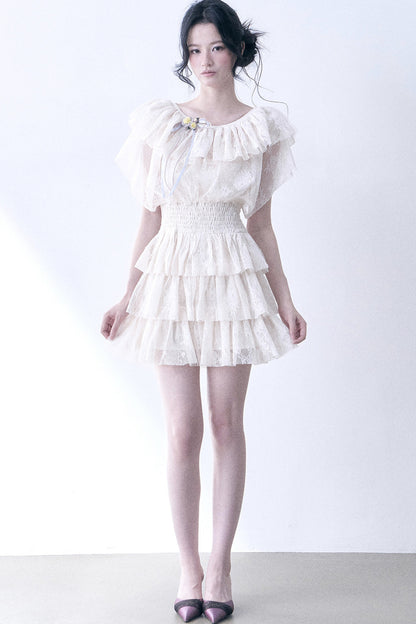 Layered Lace Ruffle Dress