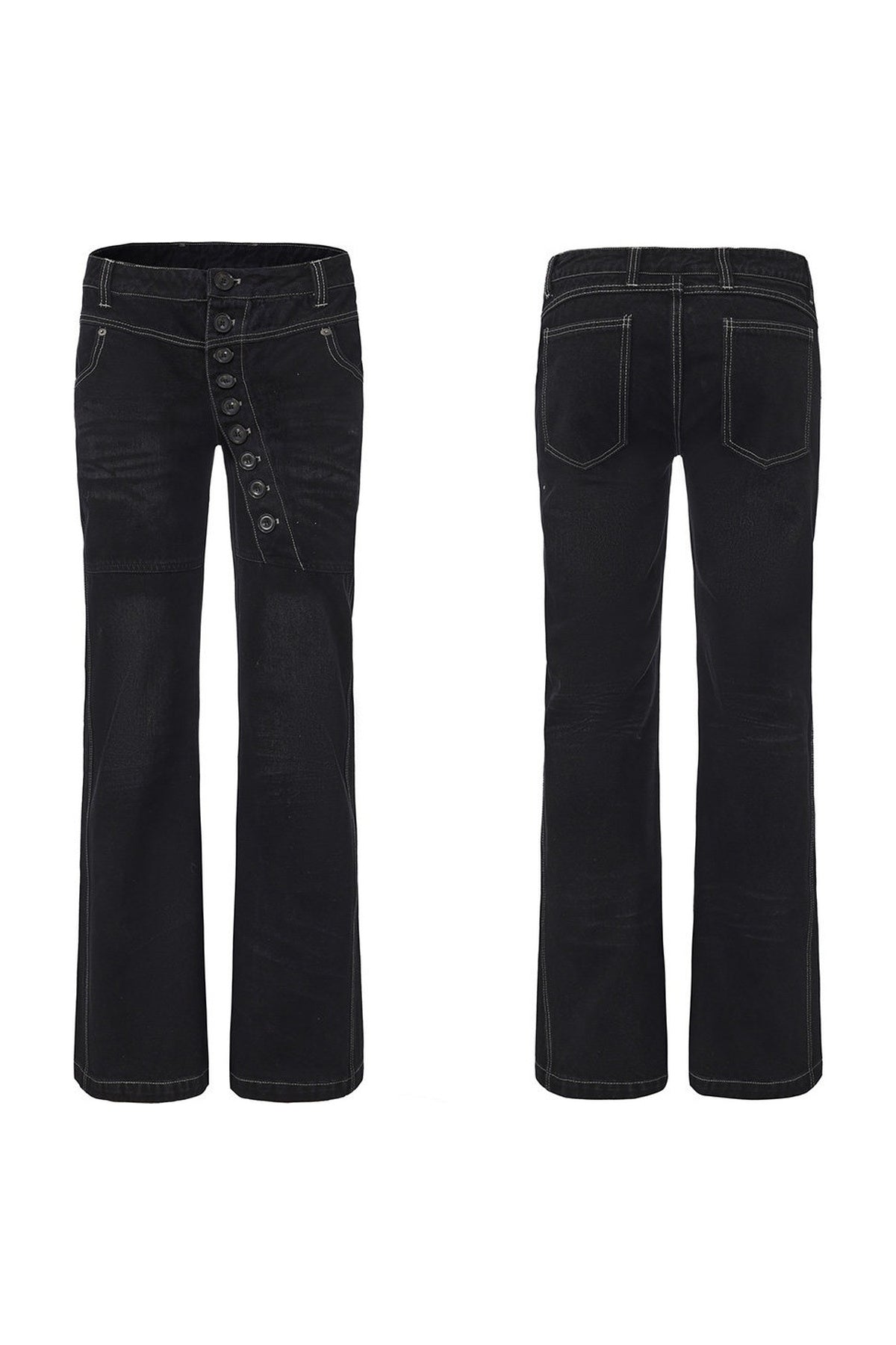 Laser Whiskered Button-Down Jeans