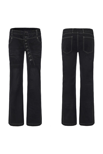 Laser Whiskered Button-Down Jeans