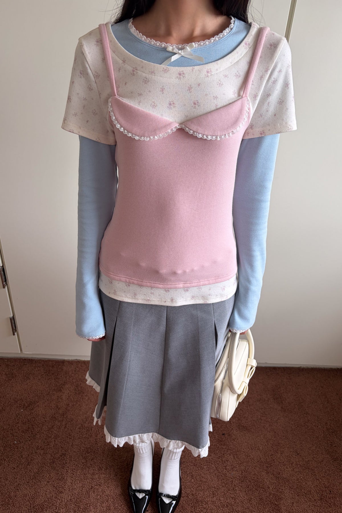 Patchwork Layered-Look Long-Sleeve T-Shirt