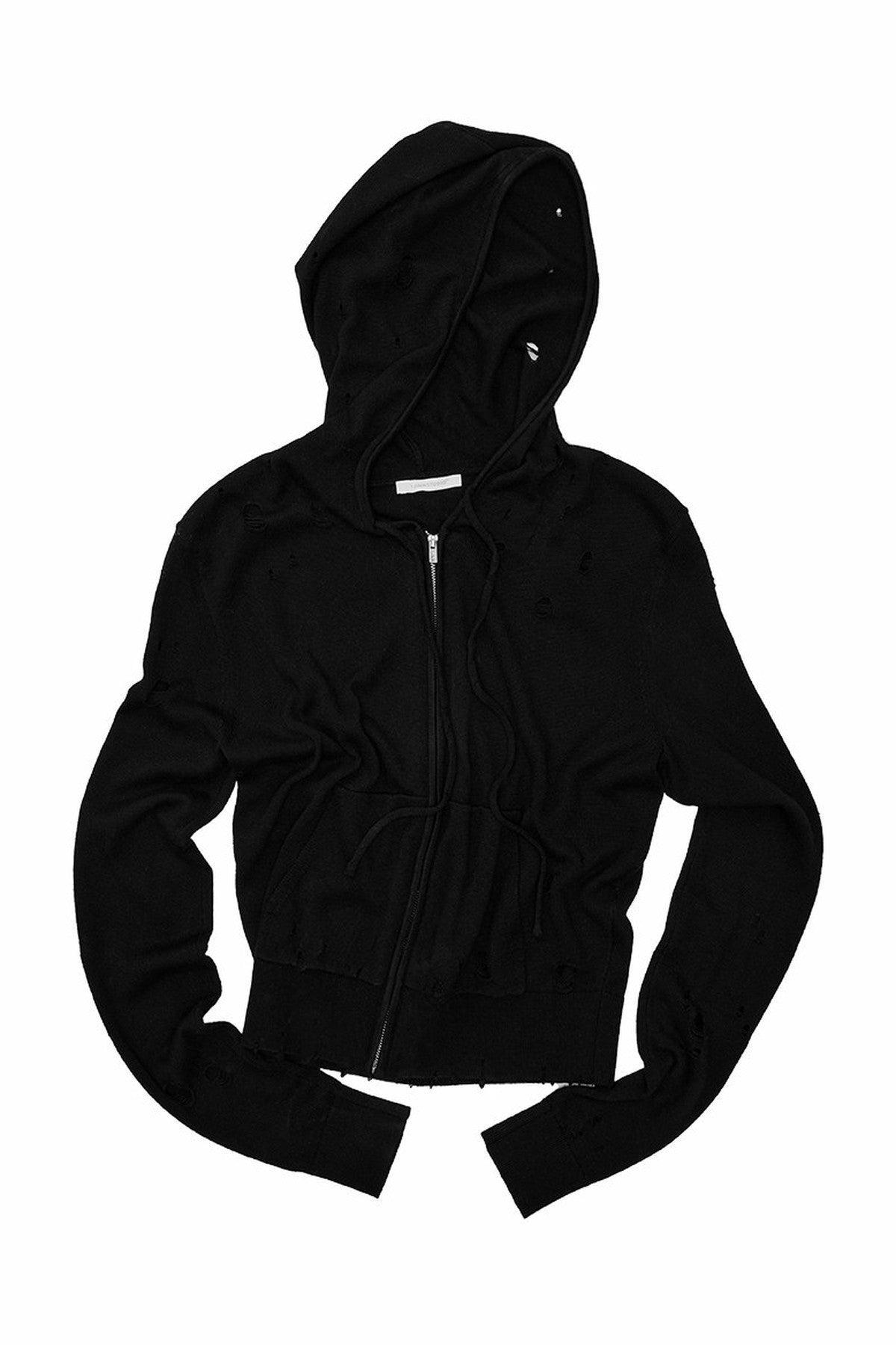 Distressed Hooded Knit Cardigan