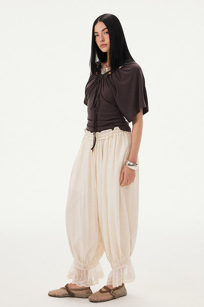 Beaded V Neck Batwing Blouse