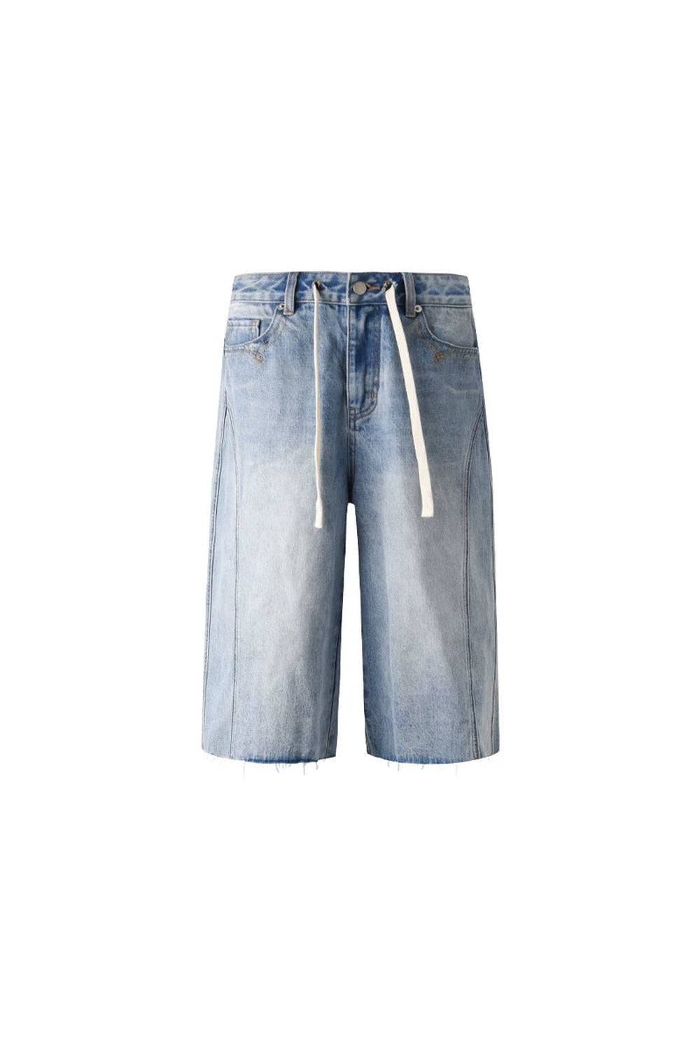 Embroidered Denim Mid-Length Pants