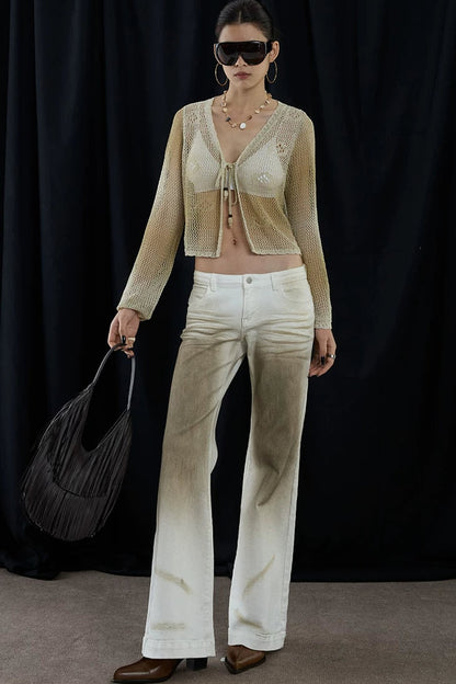 Cardigan romantico retrò floreale traforato