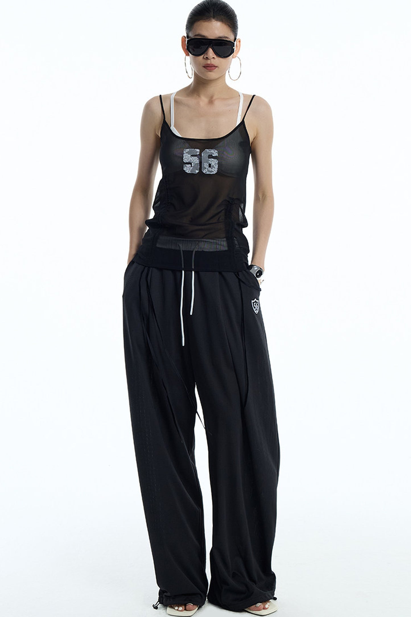 Black White Color-Block Sports Pants