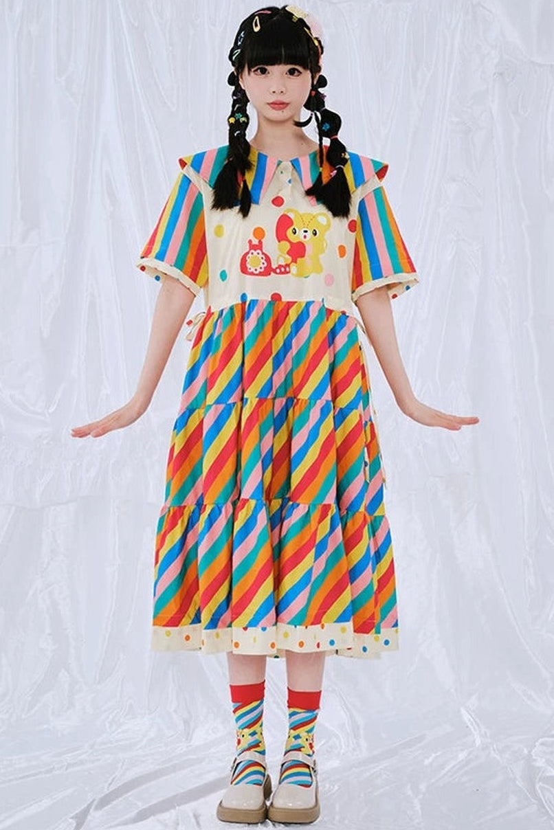 Regenbogen-Tagebuch-Kleid im japanischen Stil