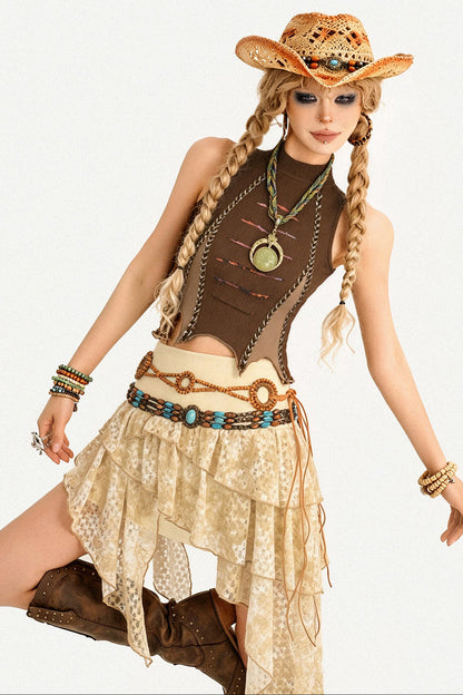 Retro Wasteland Patchwork Camisole Top