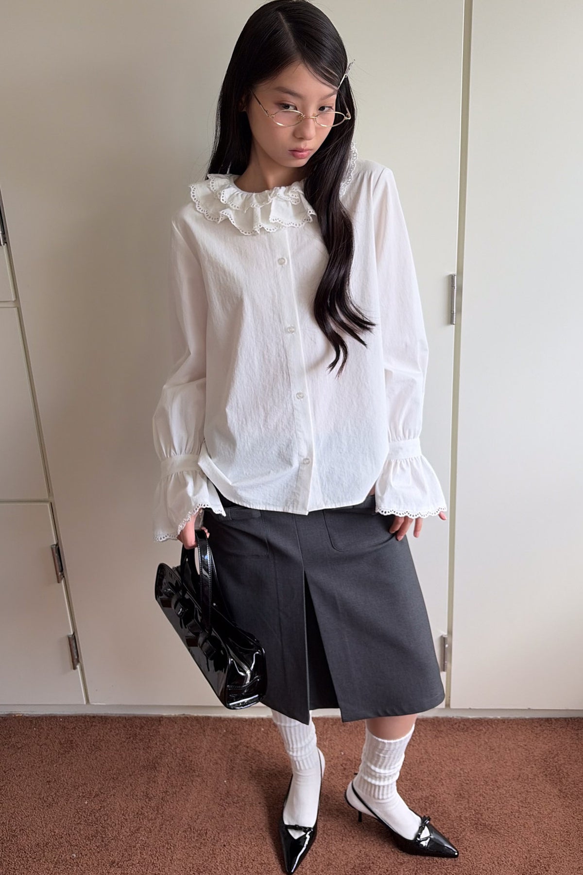 Lace Ruffle Collar Blouse