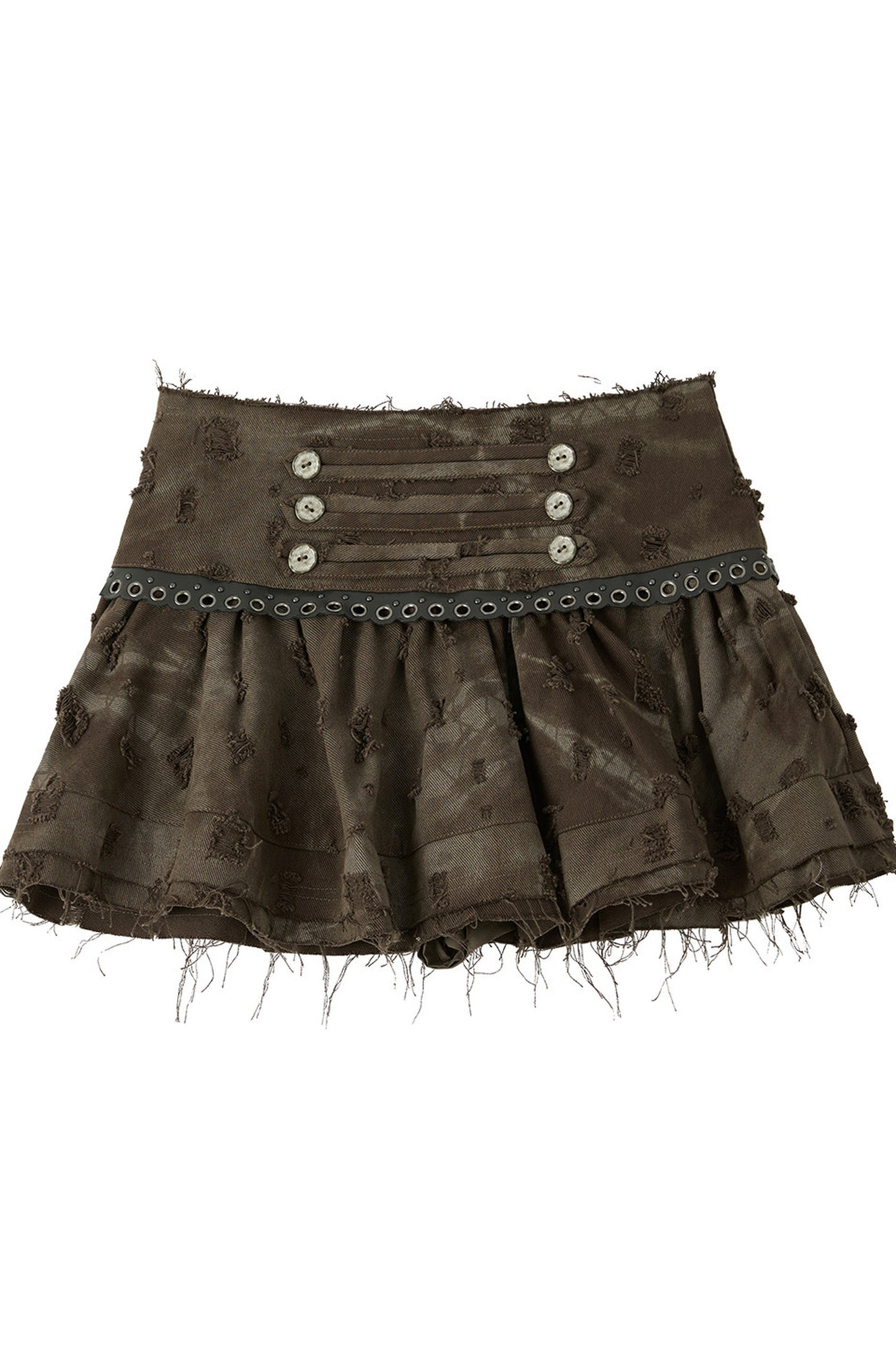 Vintage Distressed High-Waisted Skirt