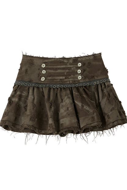 Vintage Distressed High-Waisted Skirt