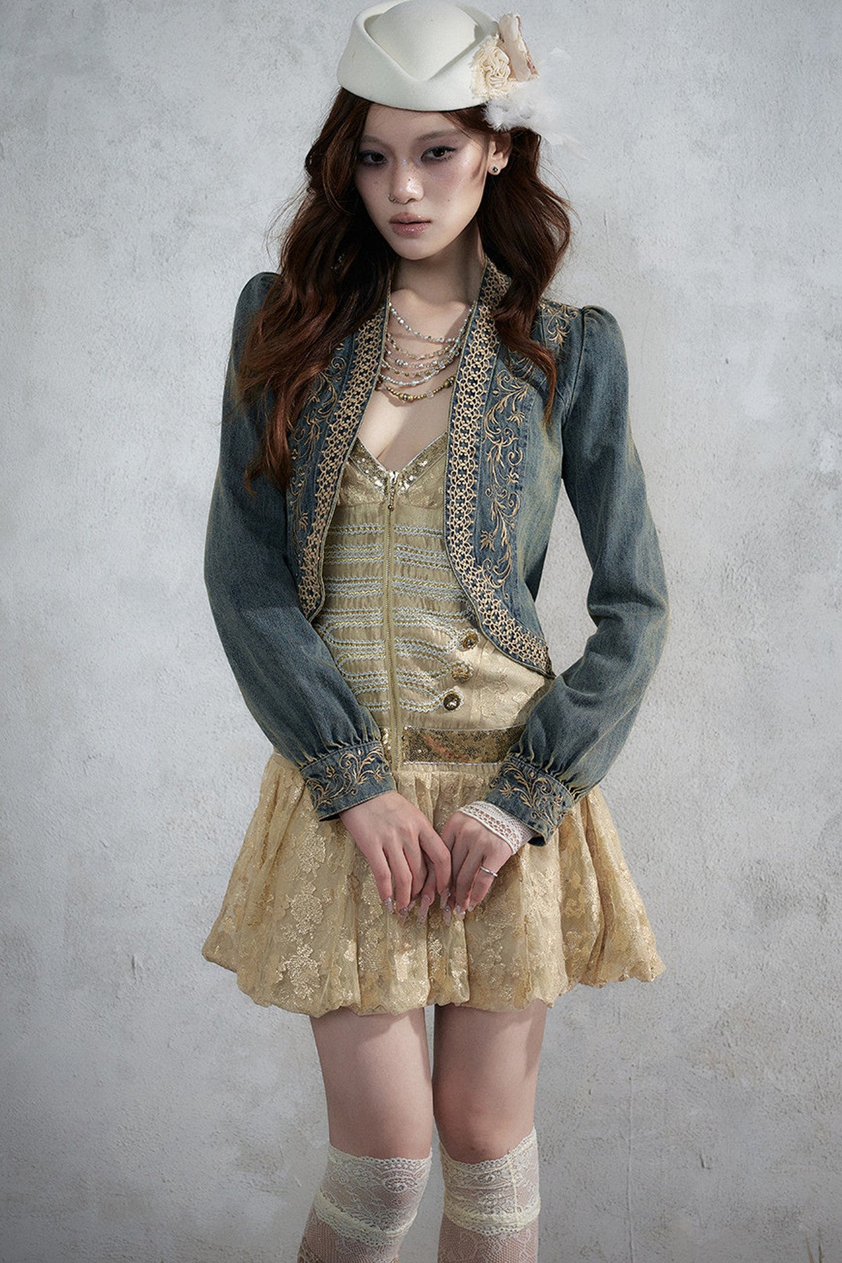 Distressed Embroidered Denim Jacket