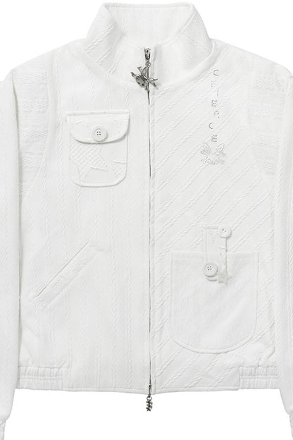 Jacke mit Patchwork-Strasssteinen und Engelsflügeln
