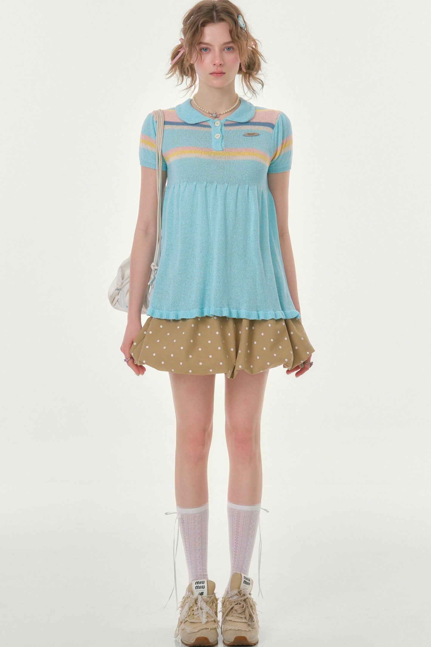 Oatmeal Latte Polka Dot Skirt