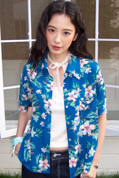 Bougainvillea Print Summer Blouse