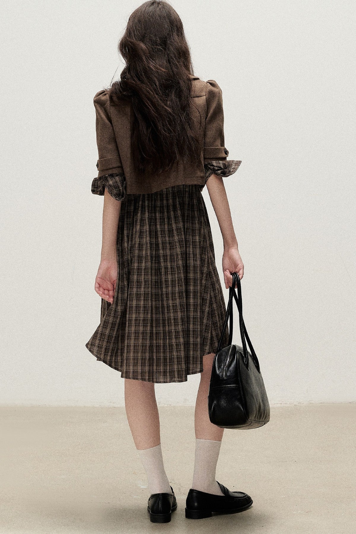 Retro Woolen Pleated Short Jacket
