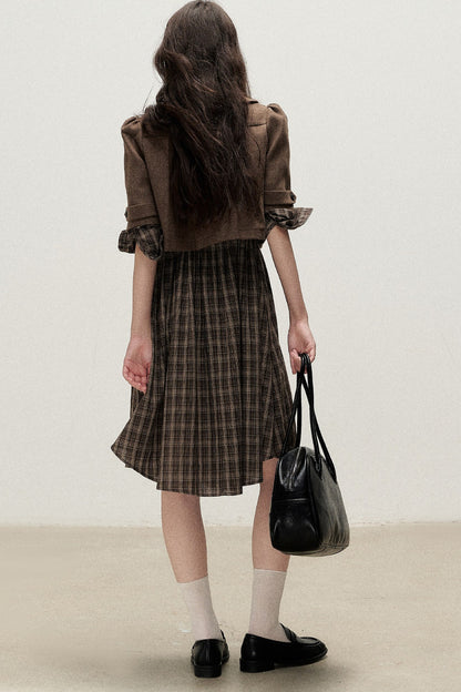 Retro Woolen Pleated Short Jacket