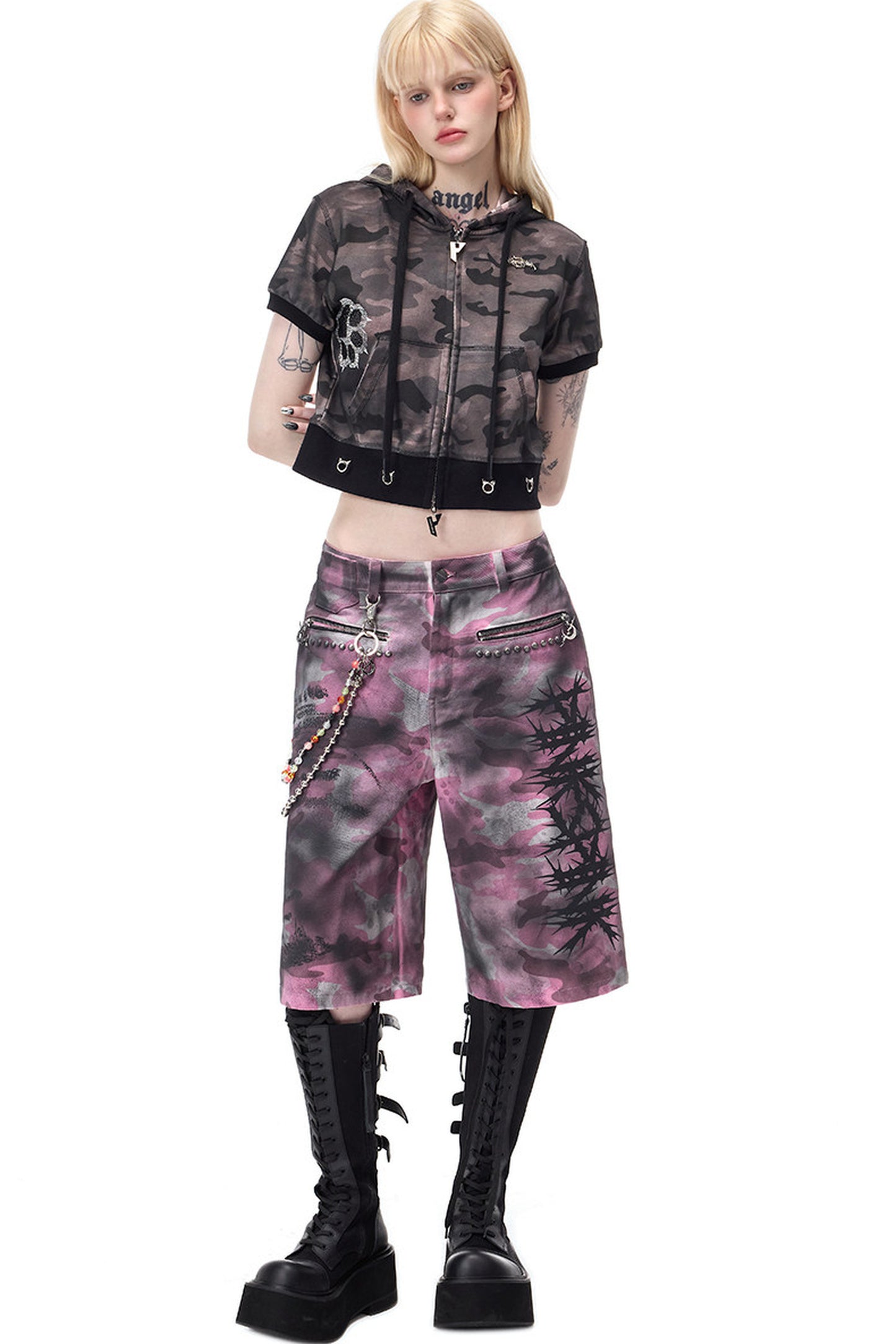 Powder Camouflage Cropped Jeans