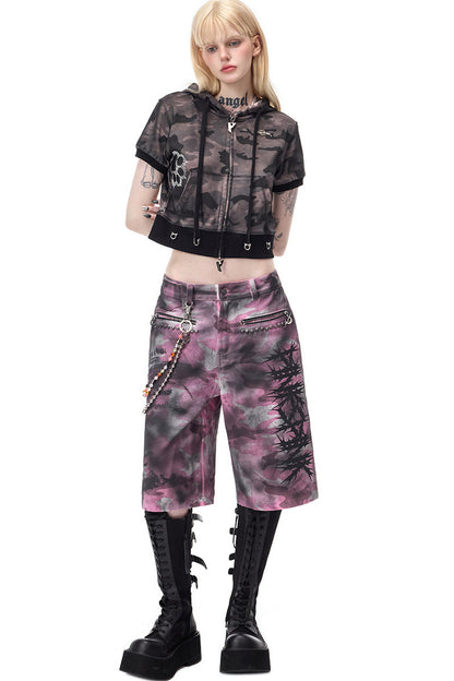 Powder Camouflage Cropped Jeans
